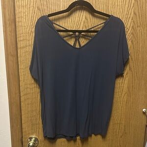 Papermoon charcoal V-Neck Tee with Strap Detail